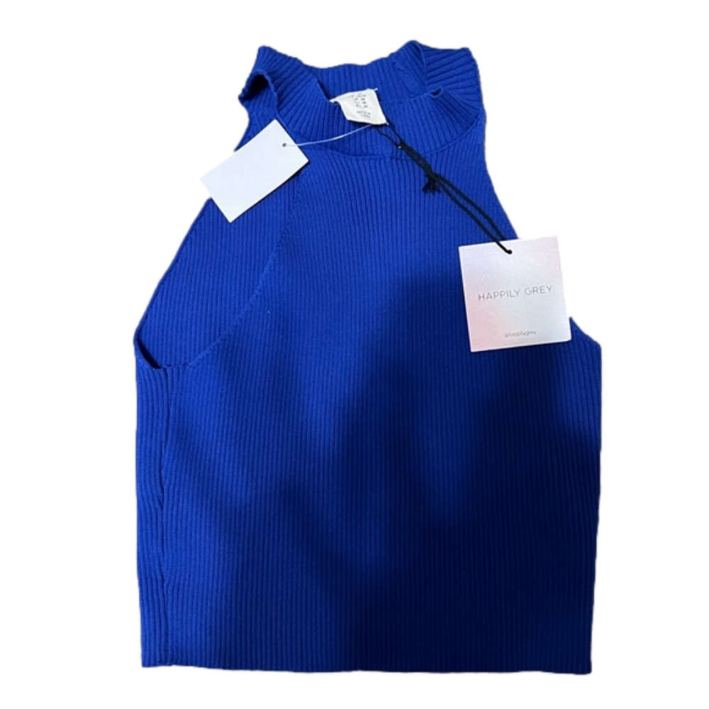 Women's Royal Blue Ribbed Crop Top